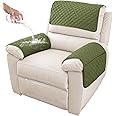 GYHH Sofa Armrest Cover, Headrest Cover for Recliner Chair Arm Cover,Armchair Slipcover Nonslip Quilted Furniture Protector for Pets Leather Sofa Couch (Army Green,1 Seat Recliner | 3 pc)