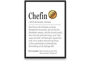 PURESIZE Chefin Geschenk Büro Bild, Din A4 Poster (ohne Rahmen), Geburtstag, lustig, Abschiedsgeschenk oder Dankesgeschenk, Lieblingschefin, Herz