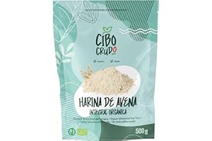 CIBO CRUDO CRUDO BIOLOGICO VEGAN Harina de Avena Ecológica Integral En Polvo - 500g. Harina Avena Integral Molida en Polvo Sabores Neutro sin Gluten. Harina Proteica para Pizza Pasta o Dulces como Pancakes.