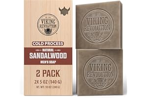 Viking Revolution - Mens Soap - 2 x 140 g - Sandalwood Soap - Mens Soap Bar with Essential Oils Cold Pressed - Coconut Oil, Shea Oil, Almond Oil