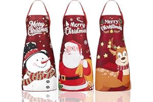 Meng Jiaran Funny Christmas Aprons for Women Men,Adjustable Cooking Chef Aprons,Cartoon Waterproof Apron for Xmas Party, Cooking