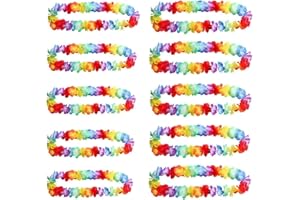 CEZKFH 10 Stück Hawaii Kette Blumen, Hawaii Deko Girlanden,Hawaiian Leis Ketten Für Hawaii Party Deko,Luau Girlande