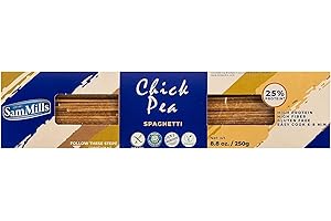 Espaguetis de Garbanzos - Pasta Sin Gluten - 250 g - Alto Contenido en Proteínas y Fibra - Ayuda a Mejorar la Salud Digestiva - Propiedades Saciantes - 100% Vegana - Comida Sin Gluten - Sam Mills