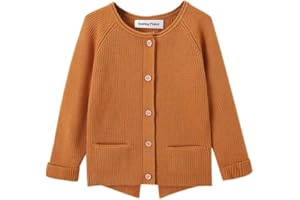 SMILING PINKER Cardigan en tricot doux et chaud avec poches pour petite fille