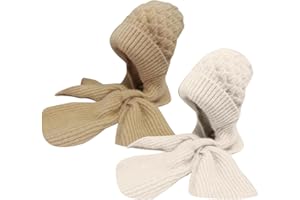 Sfit Integrierter Gehörschutz Winddichte Mütze Schal Damen Verdickter Warmer Einteiliger Hutschal Winter Warm Strickmütze Kapuzenschal