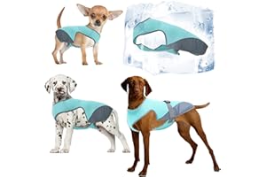 JODSEN Dog Cooling Vest,Dogs Cooling Jacket,Safe Coat for Summer Sun Protection,Breathable Mesh Ice Vest,Dog Clothes Cool Jackets with Adjustable Straps for Medium,Large Dogs (Blue-S)