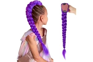 Omnikryp Lila Peruk För Barn, Flätning, Syntetiskt Hår, 62 Cm, Cosplay-Peruk För Kvinnor Och Barn, Karneval, Fest