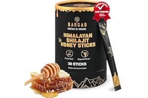 BARGAD Pure Himalayan Shilajit Sticks with Honey & Saffron (30 Count) | Easy Single Use Shilajit Sticks | 85+ Trace Minerals, 75%+ Fulvic Acid