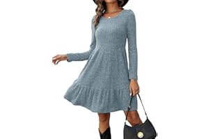 Zetieny Kleider für Damen Langarm Pulloverkleid Frauen Rundhalsausschnitt A-Linie Freizeitkleid Herbst und Winter