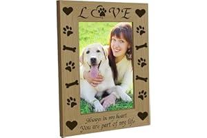 CREATCABIN Engraved Wood Frame Love Paw Picture Photo Frames Memorial Natural Wood Fits 4x6 Vertical Portrait for Family Pet Lover Gift Home Tabletop Decor-Always In My Heart You Are Part Of My Life