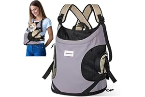 ALLSOPETS Sac à Dos Chat Chien, Sac à Dos de Transport Portable pour Chat Petit Chien, Sangle de Sécurité Intégrée, Design Ergonomique, Sac à Dos de Voyage Respirant pour Moto (Violet Pâle)