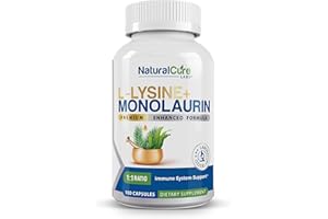 Natural Cure Labs L-Lysine + Monolaurin 600mg 1:1 Ratio, 100 Capsules