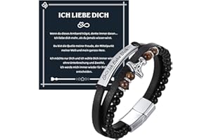 GAMTIC Ich Liebe Dich Lederarmband Herren - Wikingerarmband Mikrofaser-Leder Flechtarmband, Personalisierte Armband mit Gravur, Manner Geschenke für Weihnachten/Valentinstag/Vatertags