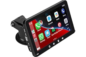 LYSSIEFEEL Autoradio portable, compatible avec Apple CarPlay et Android Auto, écran tactile HD 1080p de 7 pouces avec Bluetooth 5.0, compatible Mirror Link, montage sur tableau de bord pour camion et camping-car