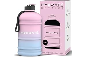 HYDRATE XL Bouteille d'eau 2,2 L - Bouteille de Gym Avec Sangles de Transport - Gourde Fitness - Sans BPA, Pop-up Bouchon - pour le Sport, le Yoga et les Activités de Plein Air (Cotton Candy)