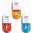 7th Heaven Nutriactive Skincare - 3 Face Sheet Masks - Hyaluronic Acid, Vitamin C and Retinol