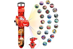 Pusuanzi Voiture Montre Enfant Garcon, Voiture Digitale Enfant avec 24 Modèle de Projection, Voiture Conception à Clapet Montre Watch pour 3+ Enfants Les Cadeaux de Anniversaire