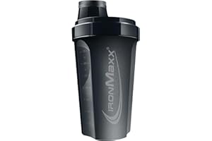 IronMaxx Shaker Proteine - Gourde Musculation avec Bouchon Vissé, Passoire & Échelle de Mesure | Gourde Sport Anti-Fuite Sans BPA, Idéal pour Shakes Protéinés et Pré-Workout | 700ml Noir profond