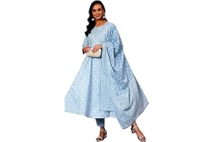 INDACORIFY Schöner Kurti-Hosenanzug aus Baumwolle für Mädchen und Frauen, Festliche Party, Bürokleidung, Salwar Kameez-Kleid