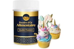Poudre Alimentaire Or [10G - Colorant Alimentaire Poudre] 100% ALIMENTAIRE – Irisée | Décoration Gâteaux, Chocolats, Macarons, Boissons… Déversez votre créativité !