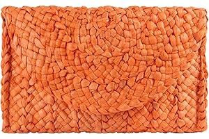 EVEOUT Bolso de paja tejido para mujer Cartera Clutches Vintage Bolsa de vacaciones en la playa