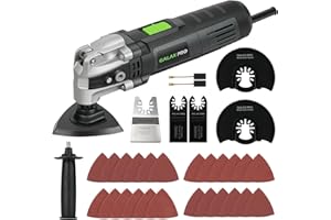 GALAX PRO Utensile Multifunzione Oscillante 400W,15000-22000RPM Strumento multifunzione oscillante,6 Velocità Regolabili,4° Angolo di Oscillazione,33 Accessori