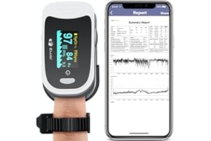 EMAY Sleep Pulse Oximeter with Built-in Recording Capability | Record Continuous Blood Oxygen Levels & Pulse Rate Overnight | Provides Sleep Report & Raw Data