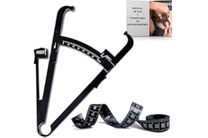 EVISEN SPORT Set Medidor de Grasa Corporal (3 EN 1) - Pinza Plicómetro Calibrador Pliegues + Cinta Métrica + Manual de Uso y Formulario - Calcular Grasa Corporal, Diámetro Óseo y Muscular