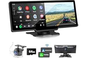 NVKHG Wireless CarPlay mit 9.3 Zoll Touchscreen,4K-Dashcam, 1080p-Rückfahrkamera, Digitaler Medienempfänger Radio mit Bluetooth, GPS, Siri, Apple/Android Auto CarPlay Display