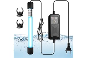GOEDCH Esterilizador UV para acuarios: Clarificador de agua de 13 W con temporizador, luz UV sumergible, lámpara UV impermeable, luz UV sumergible, para acuarios, estanques de jardín y peceras