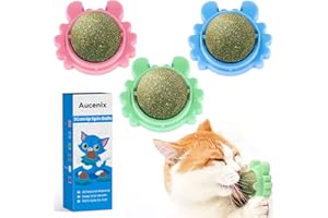 Aucenix 3 Stück Katzenminze Balls Spielzeug für Katze, Katzenminze Wandroller für Katzenlecken, Zahnreinigung Dentales essbares Kätzchenspielzeug, Natürliches drehbares Katzenspielzeug