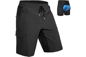 Hiauspor Męskie wyściełane spodenki rowerowe MTB luźne dopasowanie szybkoschnące spodenki rowerowe dla mężczyzn z 5 kieszeniami