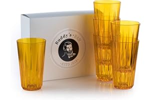 Buddy´s Bar - Set da 6 bicchieri in plastica Tritan di alta qualità, 0,5 litri, senza BPA, effetto cristallo, infrangibili, riutilizzabili e lavabili in lavastoviglie, 500 ml, arancione