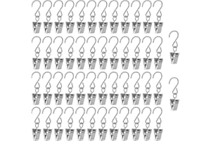 VILIYDUO 50 Piezas Ganchos de Clips de Metal, Clips de Cortina con Ganchos Clips de Cortina de Metal,Pinzas Cortinas con Ganchos para Colgar Cortinas, Fotos de Bricolaje, Manualidades (Plata)