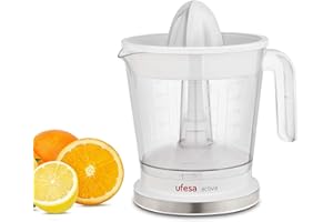Ufesa EX4942 Exprimidor eléctrico de 40W de potencia, con 2 conos de tamaños diferentes y giro en ambos sentidos. Regulador d