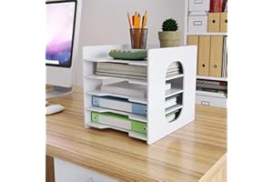 PUNCIA Organizer Ufficio Documenti a 5 Livelli Porta Documenti da Scrivania in PVC Organizer Scrivania Porta da Tavolo Vassoio per Lettere e porta Carta A4 per Ufficio a Casa Scuola