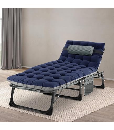 MiaSuite Klappbares Einzelbett Mit Matratze – 80x200 Cm, Wasserschaum, Rollen, Faltbar, Blau