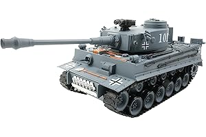 efaso Zdalnie sterowany czołg German Tiger I 1:20 RC czołg z funkcją strzału z Soft Air Amunition Sound, wierny szczegółowo czołg 2,4 GHz RTR (czołg tygrys) (czołg RC, niemiecki tygrys, szary)