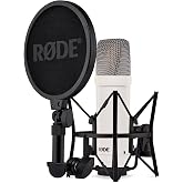 R&Oslash;DE NT1 Signature Series Large Diaphragm Condenser Microphone with Shock Mount, Pop Filter and XLR Cable for Music Productio