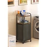 Dehalimited 2 SHELF BRAKE WHEEL LAUNDRY BASKET BATHROOM CABINET BATHROOM WITH DIRTY BASKET ORGANIZER LAUNDRY Kahnanerengi, De