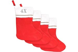 SALADOCY Nikolausstrumpf Kinder 4er Set, Nikolausstrumpf Nikolaus Strumpf zum Befüllen & Aufhängen Weihnachtsdekoration Weihnachtsdeko für Kamin, Wand, Treppe, Weihnachtsbaum