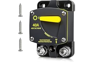 RED WOLF 40A Auto Schutzschalter DC 12V-48V, Automatik Sicherungshalter 40 Ampere für KFZ LKW Boot Stereo Radio Autobatterie Sicherungsautomat mit Manueller Reset