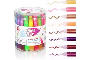 TBC THE BEST CRAFTS TBC Colla Glitter, Pennarelli Lavabili per Bambini, Penne Glitterate Colorate Gelatinoso, Pennarelli Punta Grossa Lavabili, Matitoni Colorati per Bambini Gelatinoso, pennarelli punta grossa 30 pezzi