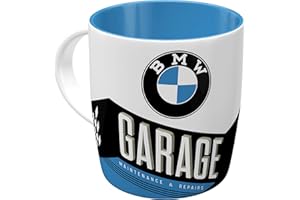 Nostalgic-Art Retro kubek, 330 ml, BMW – Garage – Pomysł na prezent dla miłośników akcesoriów BMW, Official License Product (OLP), kubek ceramiczny na kawę, Styl vintage