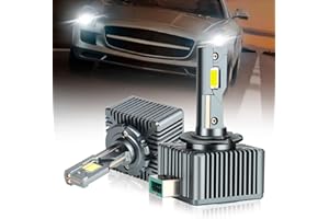 JMEST LEAD Ampoules D3S LED, 10000LM 90W 6500K Blanc Super Lumineux Hi/Lo Beam, Plug and Play Kit de Conversion de Phare de Voiture, Anti Erreur D3S LED Remplacer Les Ampoules Xénon OEM HID (2PCS)