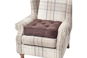 HOMESCAPES Brown Armchair Booster Cushion Large Firm 50cm Square Seat Pad with Supportive 10cm Thick Lift Soft Touch Chocolate Faux Suede Cushion For The Elderly, Post-Operative and Pregnancy