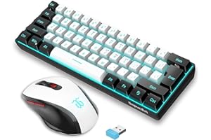‎SNPURDIRI Snpurdiri 60% Prozent Tastatur Maus Set Kabellos, Wireless Gaming Combo, Enthalten 2.4G Small Mini 60% Merchanical Feel Tastatur, Ergonomisches Design Vertical Feel Maus (Blackwhite)