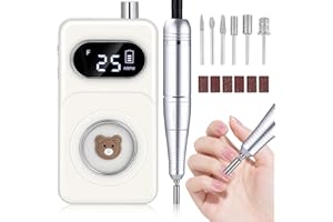 YOXOVO Fresa per Unghie 45000 RPM, Professionale Ricaricabile Lima per Unghie Elettrica Velocità Regolabile 6 In 1 Manicure Set Trapano Elettrico con Display a LED per Saloni di Unghie, Rimozione Gel