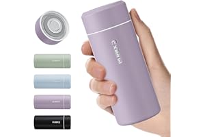 【Versión Mejorada】 Exllena Termo Pequeño 250ml – Botella Termica Pequeña con Diseño Compacto, Termo Cafe para Llevar, Ideal para Viaje, Oficina y Aire Libre(Lila Grisáceo)