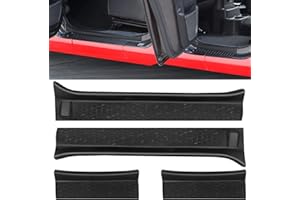 FlyOX Kit de Protections de seuil de Porte en Caoutchouc pour Jeep Wrangler JL JLU 2020 2021 Gladiator JT 2018-2021 2018 à 2021, Accessoires de Rechange à Couverture complète (Noir)
